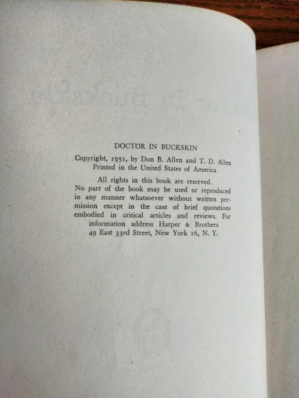 Rare 1951, Doctor In Buckskin, Hardcover by T. D. Allen